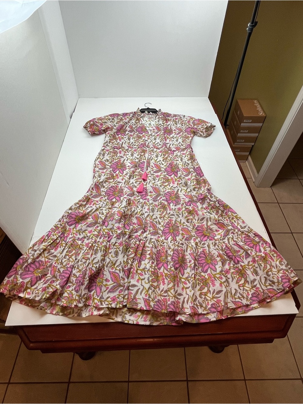 Floral Pink Tiered Maxi Dress